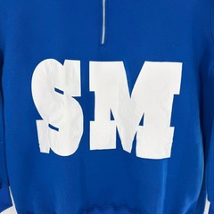 Street Mode Mens Royal Blue Quarter Zip Graphic Sweatshirt Crown Crest Pullover