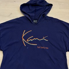 Vintage Karl Kani Hoodie Pullover 90s Hip Hop Blue/Purple Size L Script Tupac