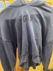 Gap Hoodie Mens M Navy Blue Tonal Arc Logo Oversized Pullover Faded Cotton Blend