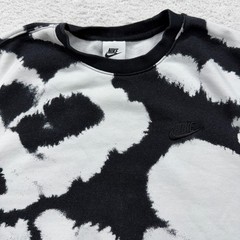 Nike Mens S Black White Abstract Cloud Tie Dye Crewneck Sweatshirt CU4344-010