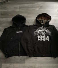 Supreme Black Full Zip Hooded Graphic Logo Fleece Cotton Hoodie Men’s M