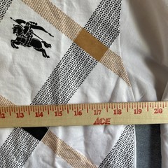 Burberry London XL Sweatshirt Crew Neck White Plaid Knit Long Sleeve 100% Cotton