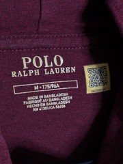 Polo Ralph Lauren Burgundy Logo Drawstring Hooded Long sleeved T-shirt Men’s M