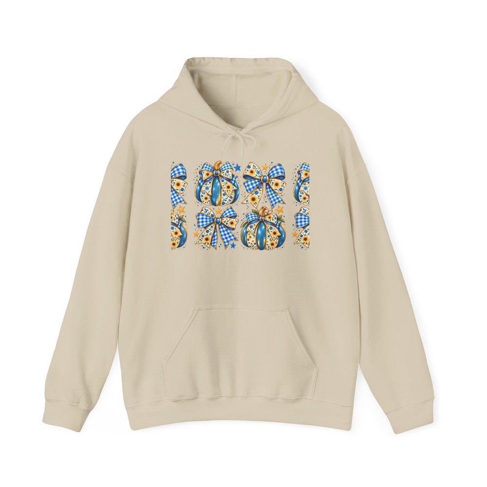 Blue Yellow Floral Pumpkins Hoodie | Fall Pumpkin Pattern