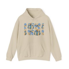 Blue Yellow Floral Pumpkins Hoodie | Fall Pumpkin Pattern