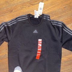 adidas Men’s Crew Neck Black Sweatshirt With 3 Stripes NWT