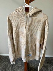 Men’s Adidas Original Athletic Club Allover Print Hoodie Cream/Tan Size M