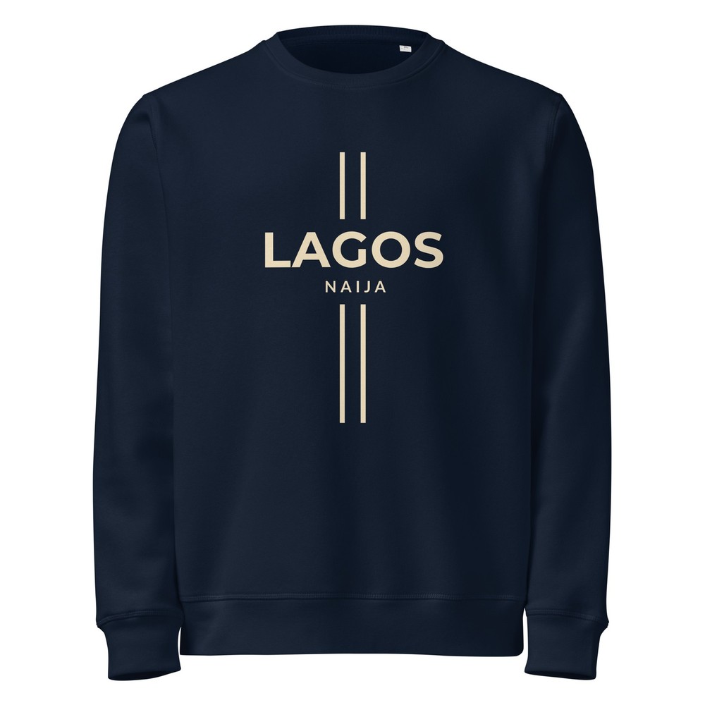 LAGOS NAIJA Nigeria Sweatshirt Unisex Organic Cotton French Navy Citywear