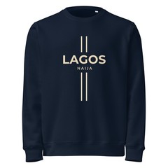 LAGOS NAIJA Nigeria Sweatshirt Unisex Organic Cotton French Navy Citywear