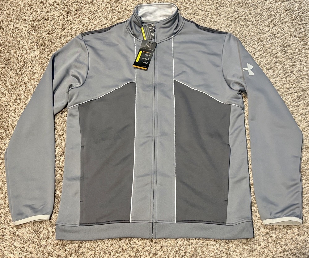 NWT Under Armour Men’s L Basketball Full Zip Gray Track Jacket All Season Loose