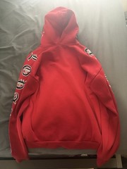 Black Squad Red Gothic Letter Full Zip Mask Hoodie Men’s Large Y2K Streetwear