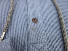 Mens Medium Quiksilver Modern Fit LS hoodie thermal henley blue