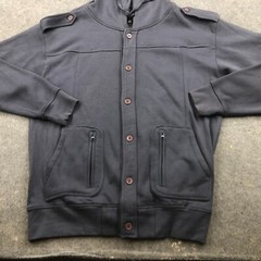 Sapphire Lounge Sweatshirt Mens 2XL Gray Button Front Hoodie Pockets Epaulette *