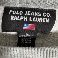 Polo Jeans Co Ralph Lauren Sweatshirt XL Gray Embroidered Flag Vntg Crewneck