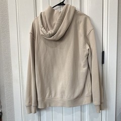 H&M Men’s Loose Fit Beige Fleece Full Zip Hooded Hoodie w/ Pockets Size M
