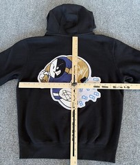 Blue Money Bandit Hoodie Black Zip Front Back Logo Patch Streetwear Mens Medium