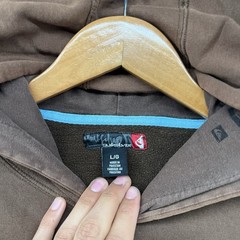 Vintage Quiksilver Hoodie Mens Large Brown Hooded Sweatshirt Y2K 90s USA Surf