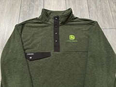 Dri-Duck Long Sleeve 1/4 Button Golf Sweatshirt. Mens 2XL. Green. John Deere.