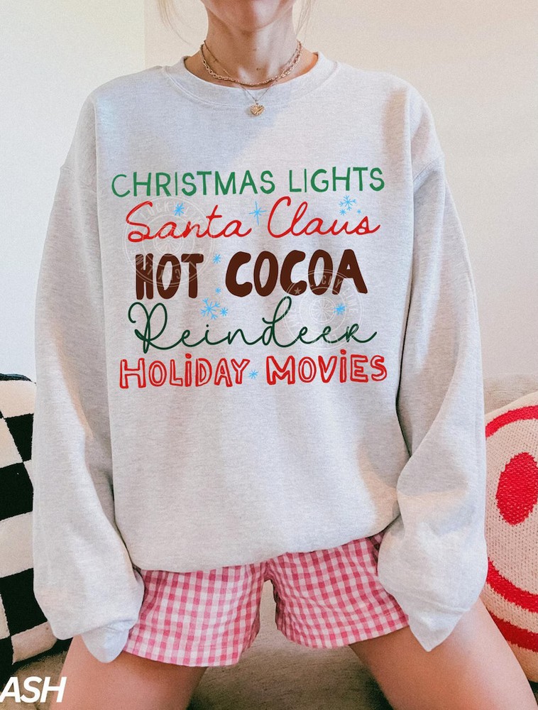 Womens Christmas Sweatshirt Holiday Festive Apparel Ladies Top