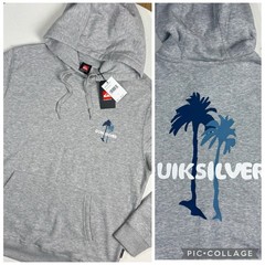 Quiksilver Men Size Large Pullover Hoodie Sweatshirt Light Heather Gray New L