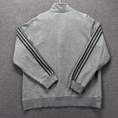 Adidas Sweatshirt Mens Large Gray 1/4 Zip 3-Stripes Sherpa Lined Fleece Pullover