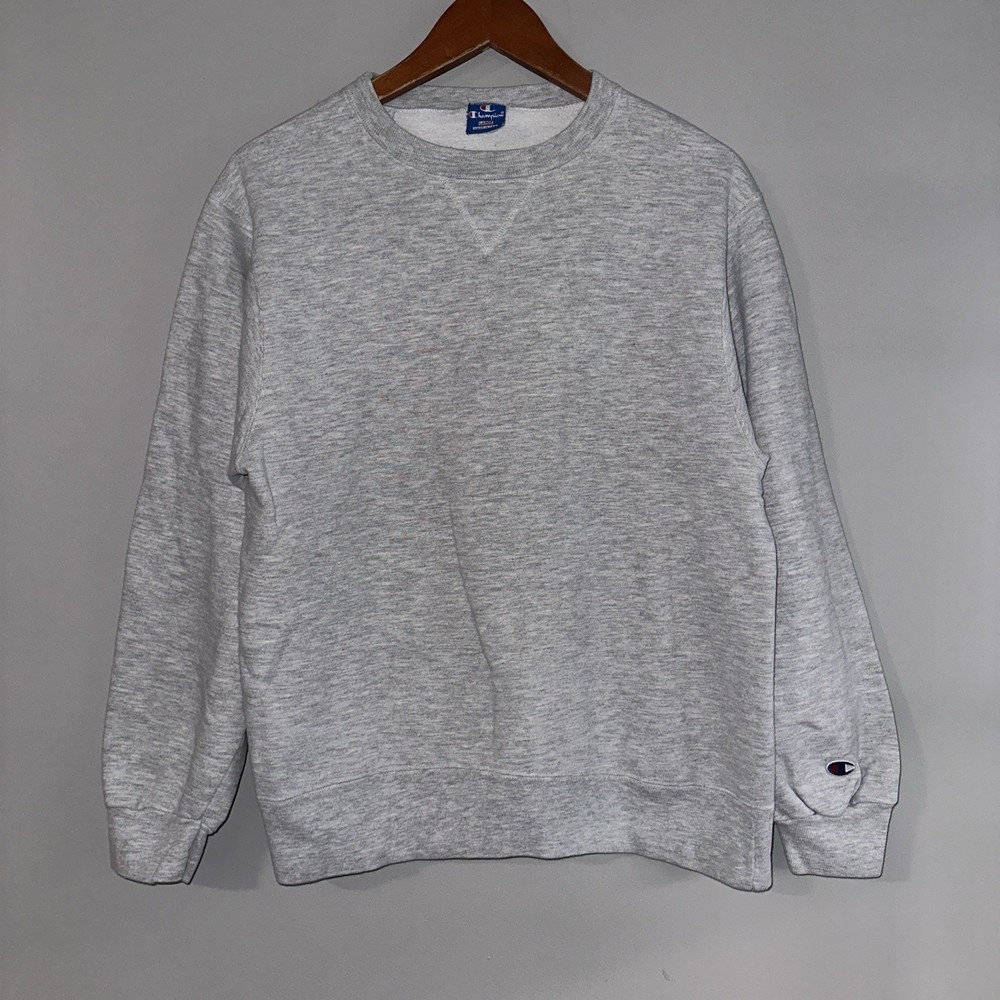 CHAMPION Vintage Crewneck Sweatshirt Men’s Large Gray Made USA Blank 90s 20×25
