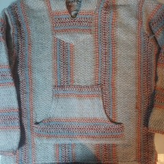 Earth Ragz mexican Hoodie baja joe Med Multicolor Boho Hippie Peasant Outdoors