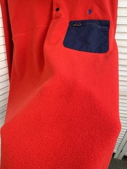 Polo Ralph Lauren L Red Navy Fleece Pullover Sweatshirt Snap Mock Neck Chest Po…