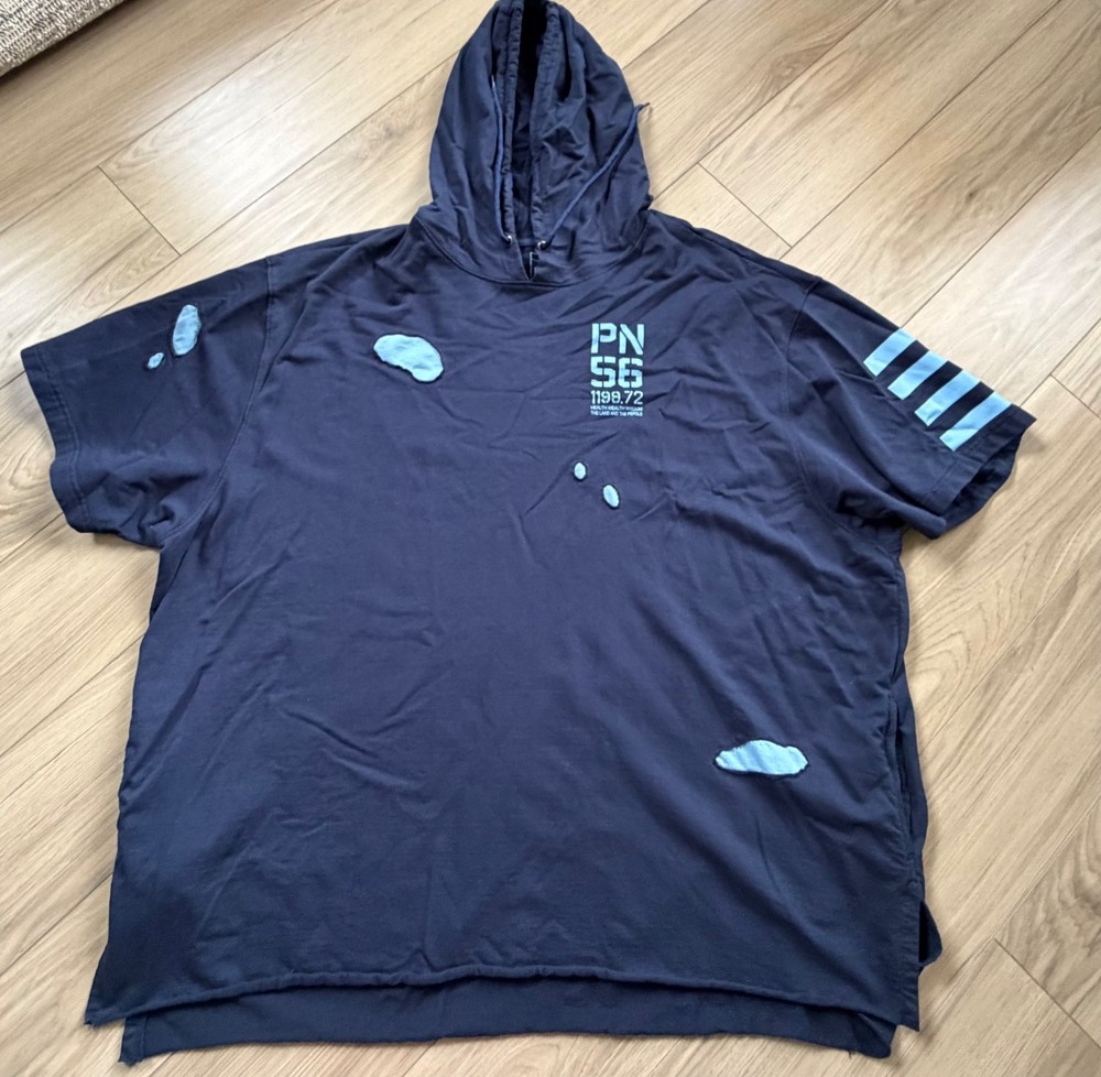 Men Parish Nation Short Sleeve Pullover Sweatshirt Distressed Hoodie 6XL Pockets