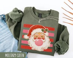 Christmas Bubble Gum Santa Sweatshirt Holiday Winter Apparel Gift
