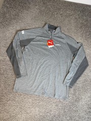 PUMA Sweatshirt Mens M Gray Pullover 1/4 Zip Mock Neck UPF50 Golf 572366