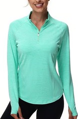 Women’sLong Sleeve UPF 50+ Sun Protection 1/4 Zip Shirt Hiking Athletic Top