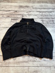VTG G-Star RAW Velur Logo Streewear Full Zip Up Hoodie Sweatshirt Black