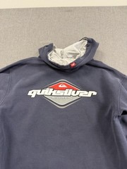 Vintage Quiksilver Hoodie Mens Medium Blue Boardriding Graphic Skate Surf