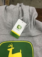 NWT John Deere Gray Hoodie Sweatshirt Green & Yellow Logo Size XL Extra Large