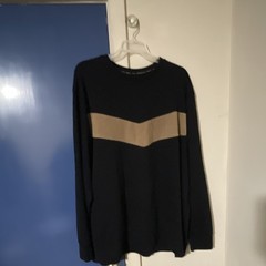 Shaquille O’Neal Men’s 4XL Big & Tall Black/Tan Striped Pullover Sweatshirt