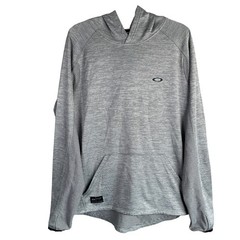 Oakley Lighweight Pullover Hoodie Mens XL Gray Striped Stretch Polyester Gym