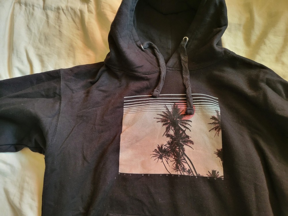 Ezekiel Men’s Black Graphic Print Fleece Pullover Hoodie Drawstring Regular M