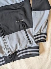 Volcom Men’s Zip Hoodie Grayscale Color Block Pockets Skate Ski Tech Fleece LG