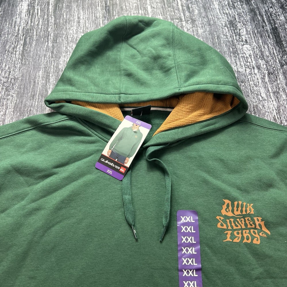 Quicksilver Men’s Size XXL 2XL Green Long Sleeve Graphic Hoodie New NWT