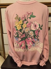 Vintage ’90s grandma crewneck sweatshirt XL flowers pink Basic Edition