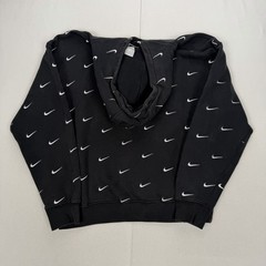 Nike NRG All Over Swoosh Logo Hoodie Black White Swoosh Embroided Swoosh Medium