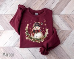 Christmas Snowman Sweatshirt Cute Winter Holiday Apparel