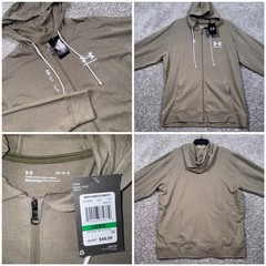 Under Armour Rival Terry LC Full Zip Hoodie Mens Green Large NEW