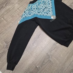 Vintage 80s Western Bandana Concho Sweatshirt Medium USA Black Turquoise Cowgirl