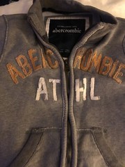 Abercrombie Full Zip Sweatshirt Kids Boys Youth Small Gray Distressed