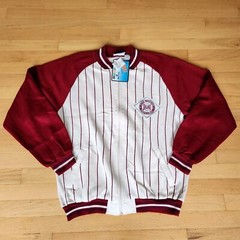 VTG Spaulding Sport Mens Large Baseball Sweatshirt Pinstripe Jersey Full Zip