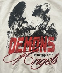 Vlone x NAV Demons Protected By Angels Hoodie Men’s 2XL White Cotton Polyester