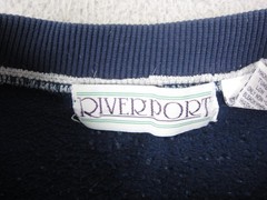 Vintage Riverport Sweatshirt Mens Extra Large XL Blue Green Striped Color Block