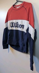 Wilson Color-Block Crewneck Sweatshirt Red/White/Navy – Med – Vintage Style